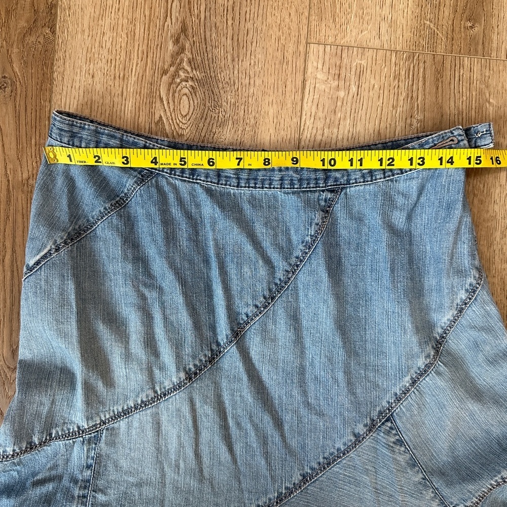 Vintage boho Ralph Lauren jeans a line fit n flare patchwork seam denim skirt - Picture 5 of 9